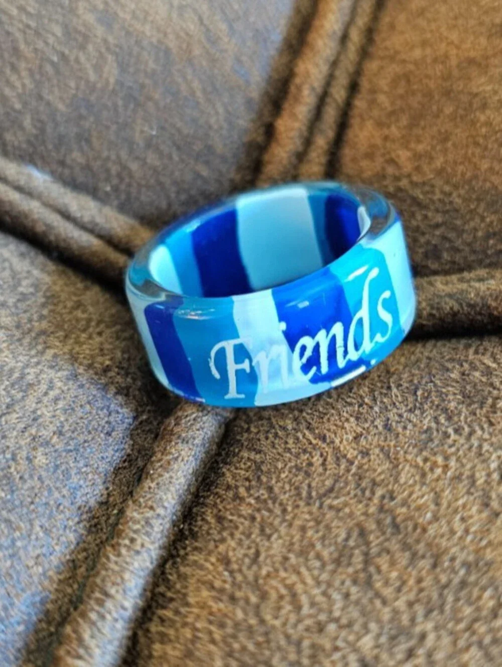 Vintage Y2K Best Friends Womens Sz 6 Friendship Ring Glass Blue